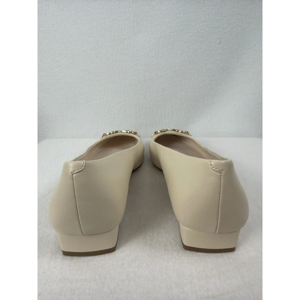 Anne Klein Arcora Cream Leather Horsebit iFlex Flats Loafer Classic Comfort